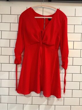 Topshop Red Dress with White Polka Dots